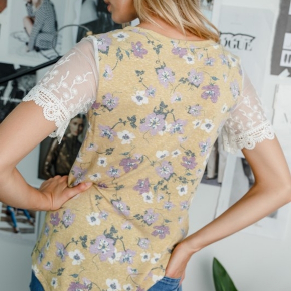 Mustard Floral Tee - Picture 2 of 4